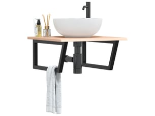 Étagère de vasque | étagère murale acier et bois de chêne massif shl6007