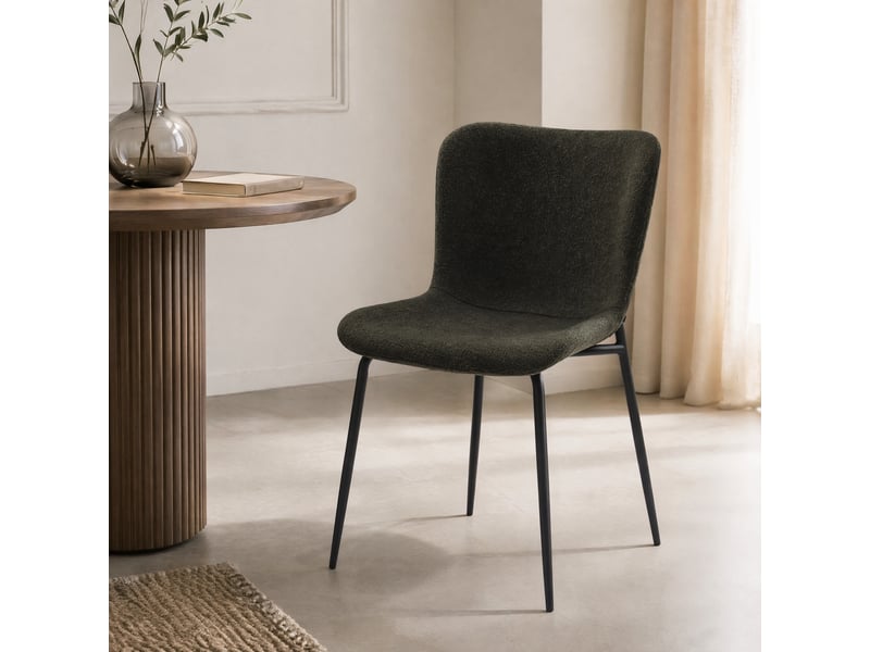  Lot de 2 chaises de salle à manger vert émeraude foncé en tissu et métal  - Conforama D
