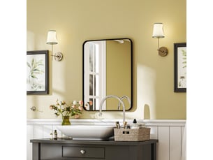 Miroir de salle de bain noir cadre en métal rectangulaire 60x80 cm pour mur