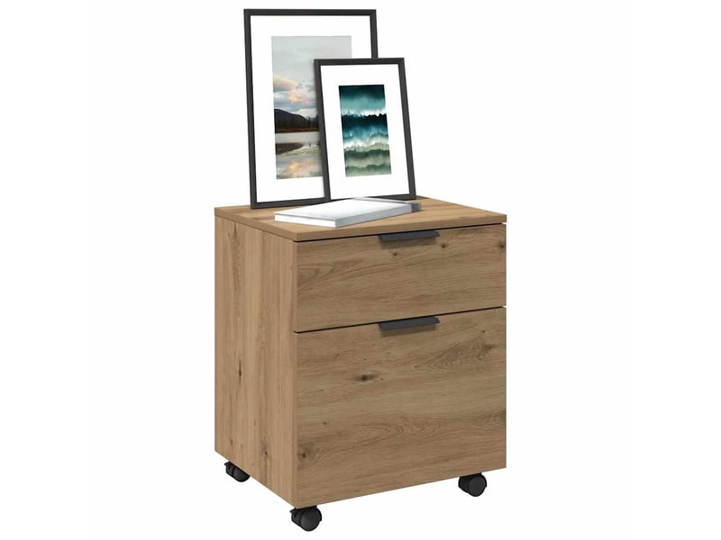  Caisson de bureau, classeur mobile avec roues chêne artisanal 45x38x54 cm  - Conforama D