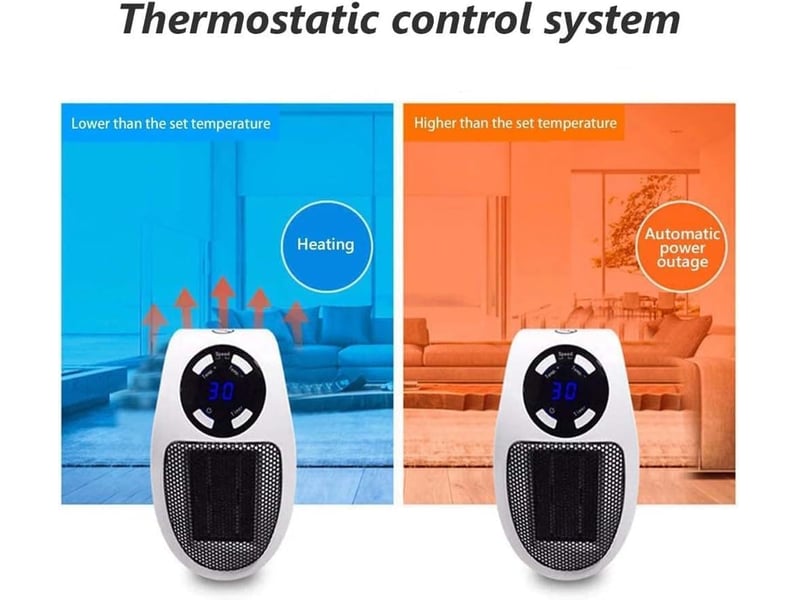  Mini prise de chauffage électrique à air, 350 w, affichage led, avec protection contre la surchauffe (sans télécommande, blanc - fc-zls-04009zls FC-ZLS-04009ZLS - Conforama D