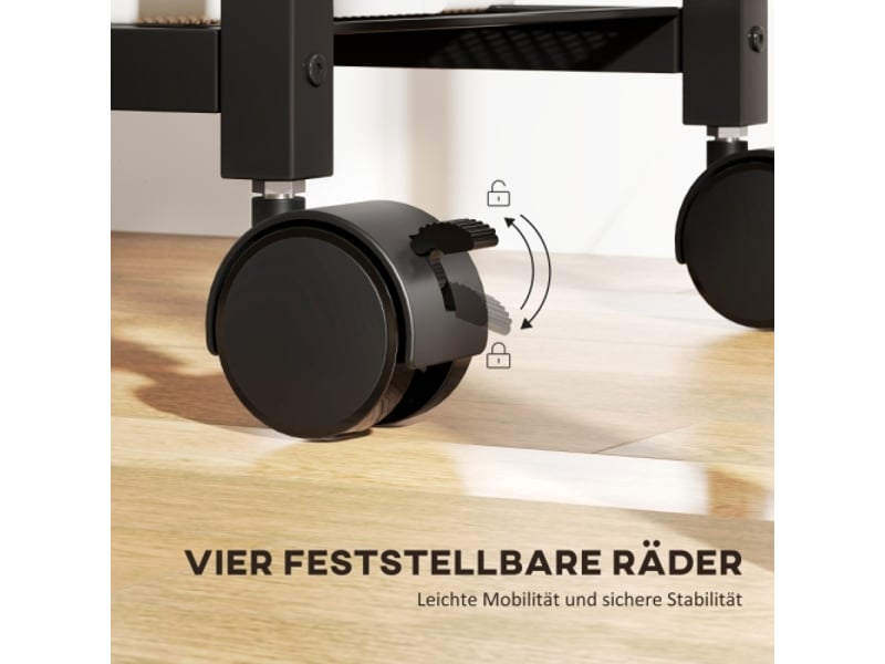 Meuble imprimante sur roulettes, prises, ports usb et usb-c, charge 40 kg, marron rustique  - Conforama E