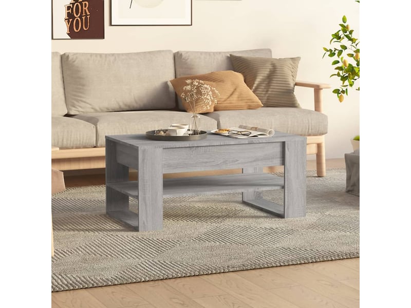  Table basse rectangulaire | table de salon sonoma gris 102x55x45 cm bois d'ingénierie  - Conforama B