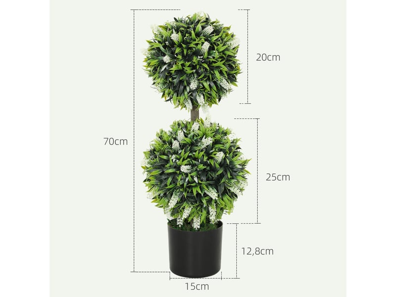  Lot de 2 plantes artificielles, résistantes aux uv, en pot, 70 cm, pour salon ou jardin.  - Conforama E