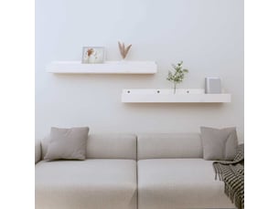 Lot de 2 étagères murales, étagères suspendues blanc 80x12x9 cm bois de pin massif cf43095