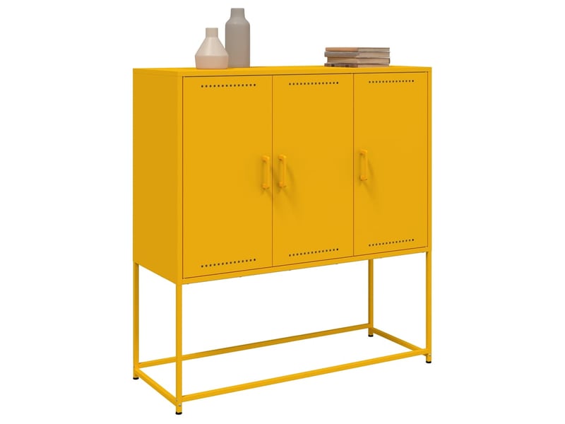  Buffet haut - bahut - meuble de rangement jaune moutarde 100,5x39x107 cm acier  - Conforama E