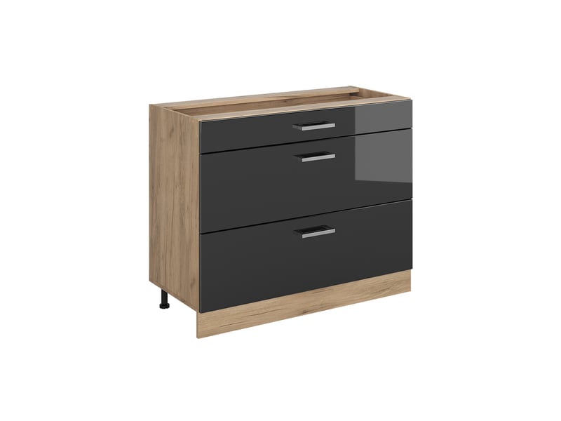  Vicco meuble cuisine, anthracite haute brillancechêne doré, 100cm sans plan de travail  - Conforama A