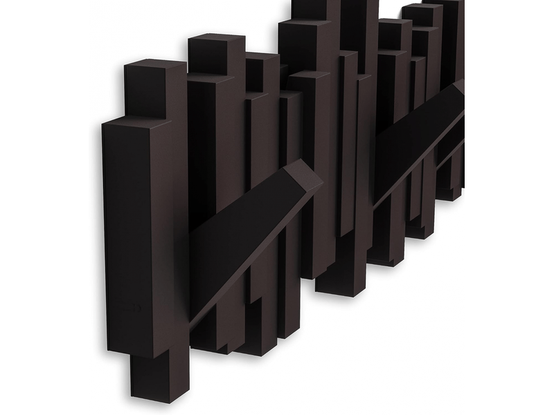  Porte-manteau mural moderne, créatif pour touches de piano avec 5 crochets pliants, marron  - Conforama C