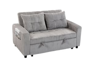 Canapé convertible 2 places velours côtelé gris clair 157 x 90 x 91 cm