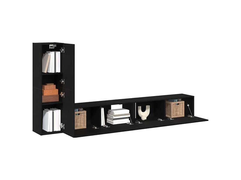  Ensemble meuble tv - banc tv - meuble de rangement 3 pcs chêne noir bois d'ingénierie  - Conforama C