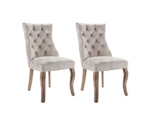 Lot de 2 chaises de salle à manger 51x47x97 cm dossier haut velours beige clair