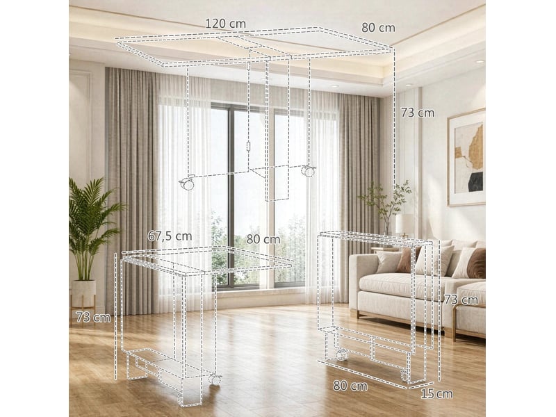  Table pliante 120x80x73 cm extensible panneau de particules noir marbré imitation  - Conforama E