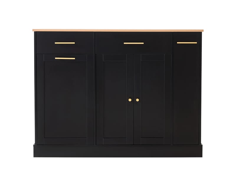 Îlot de cuisine 3 portes 3 tiroirs coloris noir panneau de particules - Conforama A