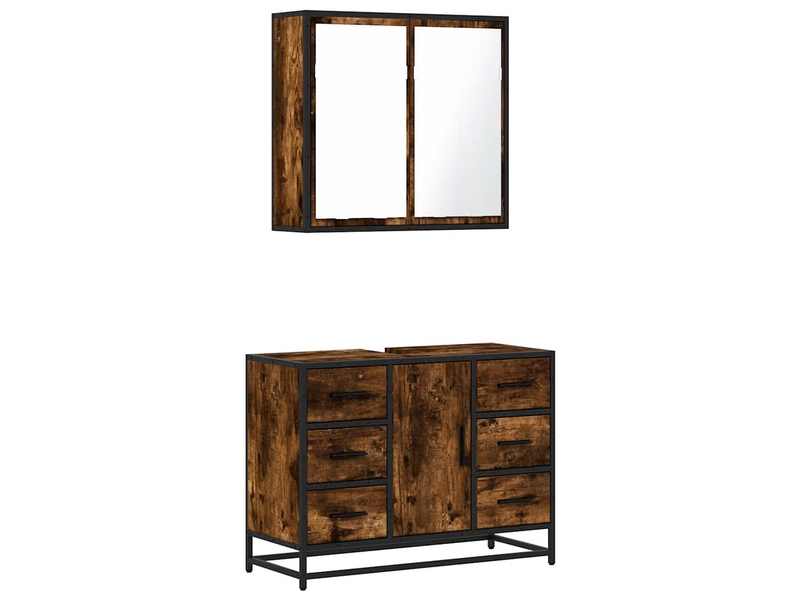  Ensemble de meubles de salle de bain 2 pcs chêne fumé cf63583  - Conforama A