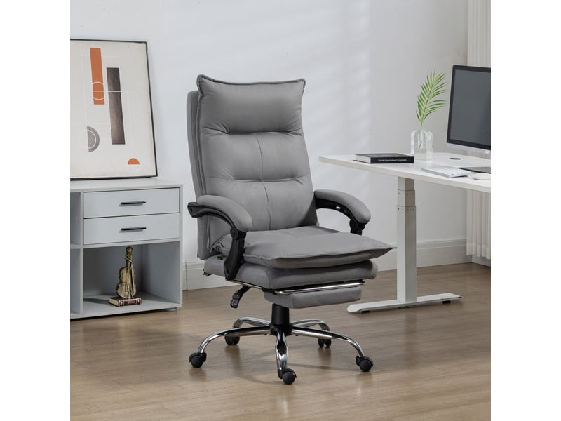  Fauteuil de bureau avec fonction massage, fonction chauffante, télécommande, repose-pieds extensible, inclinable, gris  - Conforama D