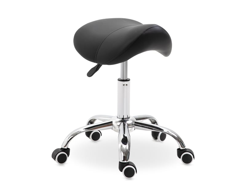  Tabouret à roulettes pivotant hauteur réglable pour cosmétique dentiste coiffure 52x53x49-61 cm noir  - Conforama A