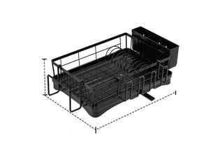 Égouttoir à vaisselle en acier inoxydable – plateau d'égouttement et buse en spirale, noir
