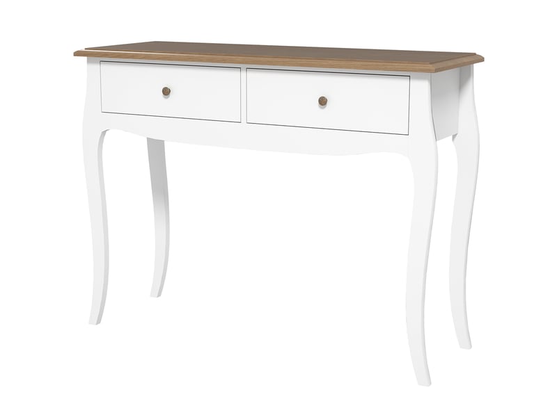  Console moderne avec 2 tiroirs en bois, 100 x 35 x 76,5 cm, blanc et marron foncé  - Conforama B