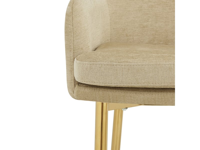  Lot de 2 chaises de salle à manger avec accoudoirs 61x59x78,5 cm, patins réglables, polyester et fer, marron et doré  - Conforama D