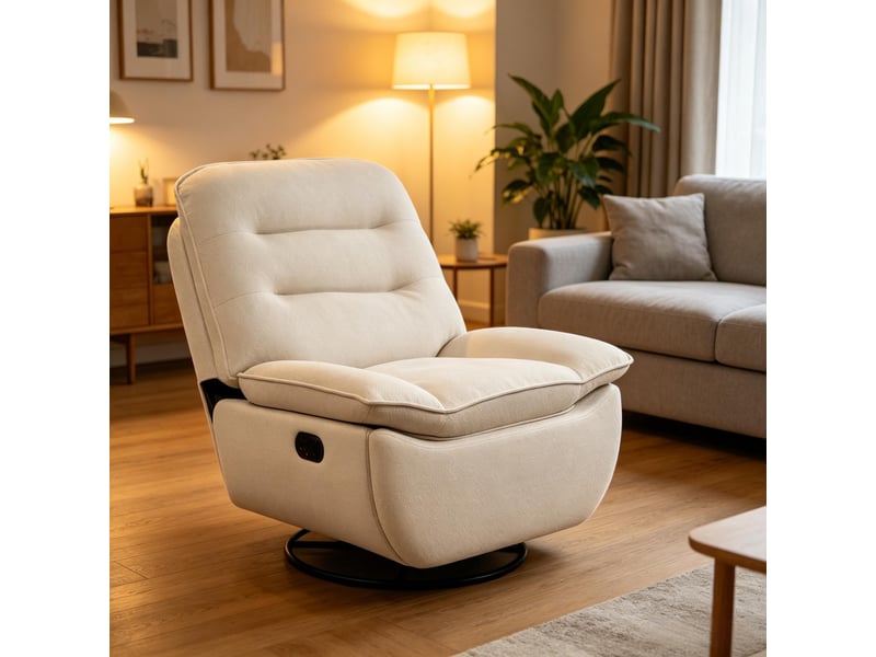  Fauteuil relax pivotant à 360° avec repose-pieds intégré beige T5828S00021 - Conforama E