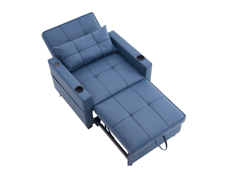  Canapé d'appoint 3-en-1 extensible - avec porte-gobelets et port usb, fauteuil-lit, fauteuil, parfait pour les petits espaces  - Conforama A