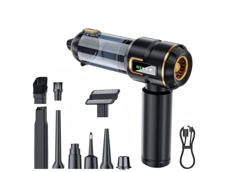  Aspirateur main sans fil 4 en 1 16 kpa 100 w moteur sans balais 3 vitesses led usb-c soufflage noir et or 413446_AACKO80509_6_DROPFR - Conforama A