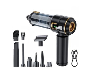 Aspirateur main sans fil 4 en 1 16 kpa 100 w moteur sans balais 3 vitesses led usb-c soufflage noir et or