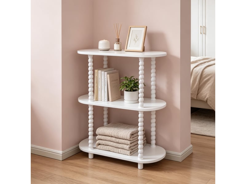  Console étroite 3 niveaux avec rangement, table d’appoint moderne pour salonchambreentrée - mdf - idéale petits espaces - blanc PHK_346MVV4G - Conforama B
