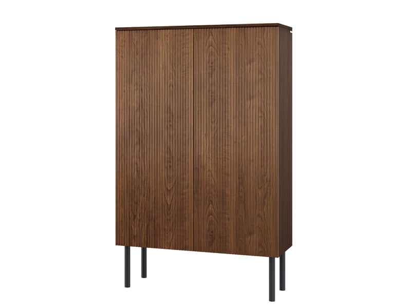 Vitrine de salon avec éclairage led, fond miroir et rangement - lpospi - étagère en verre, mdf marron - Conforama E