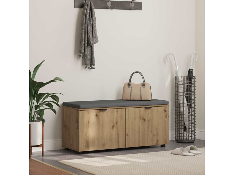 Banc d'entrée, banc interieur chêne artisanal 100x38x46 cm shl45677 - Conforama B