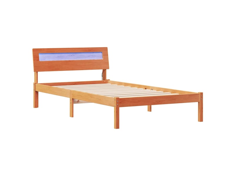  Lit simple- lit adulte -  cadre de lit avec tête de lit brun  100 x 200 cm pin massif  - Conforama A