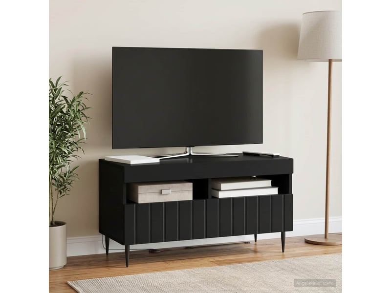  Meuble tv - banc tv - meuble de rangement led noir bois d'ingénierie  - Conforama D