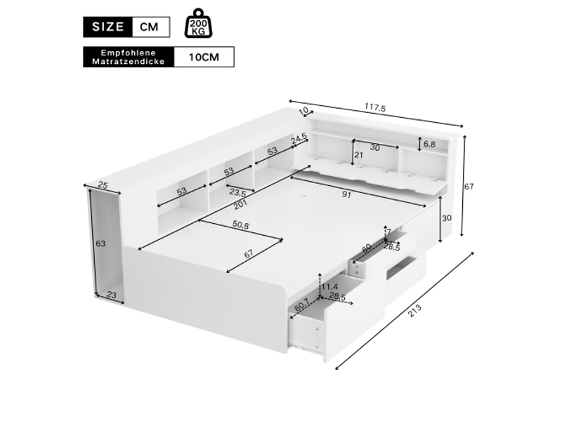  Lit coffre 90x200 cm coloris blanc mdf lit enfant blanc - Conforama C