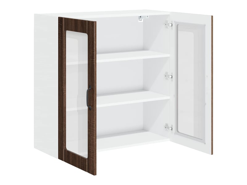 Meuble mural de cuisine, cabinet en verre mural chêne brun 80x31x80cm shl791 - Conforama E
