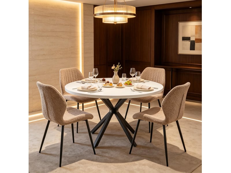  Chaises de salle à manger rembourrées en lin, lot de 4 marron homvra  - Conforama B