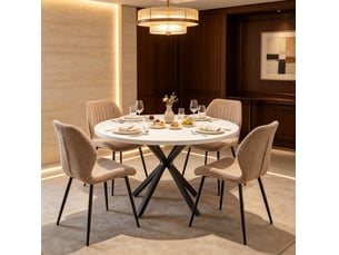 Chaises de salle à manger rembourrées en lin, lot de 4 marron homvra