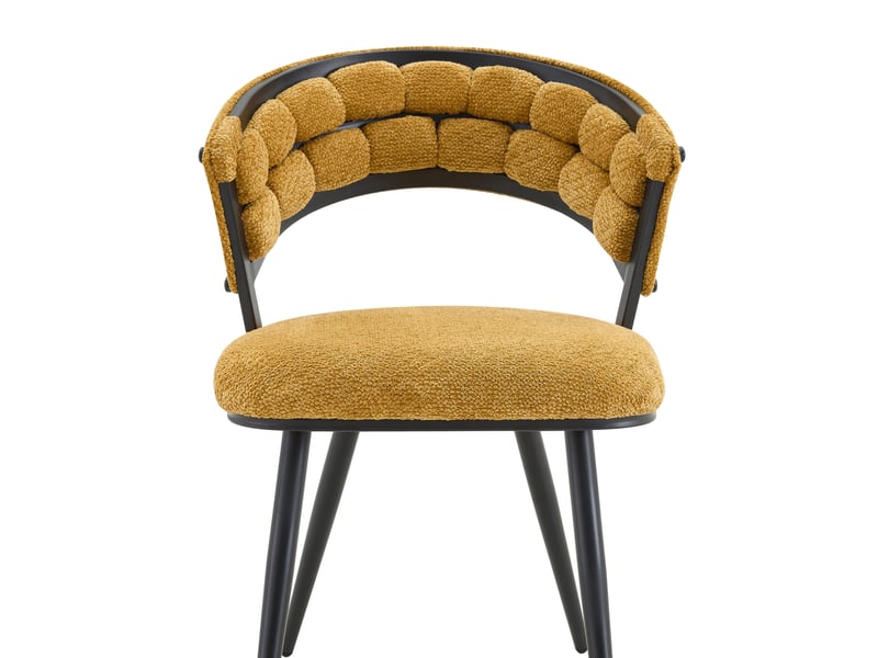  Lot de 2 chaises de salle à manger 63 x 57 x 77,5 cm jaune et noir, velours, dossier enveloppant  - Conforama D