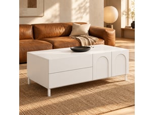 Table basse rectangulaire coloris blanc FLORAGRACE - 50 cmx100 cm