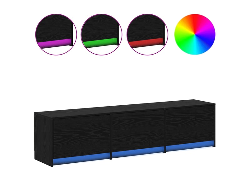 Meuble tv - banc tv - meuble de rangement chêne noir bois d'ingénierie - Conforama D