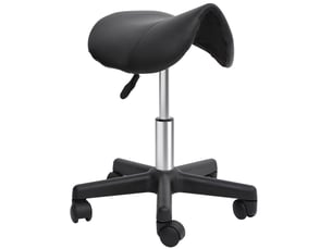 Tabouret à roulettes, tabouret de massage avec hauteur réglable 43-55 cm et selle ergonomique, chaise de travail à roulettes pivotant 360°, pour salon de massage, tatouage, clinique, noir, spa