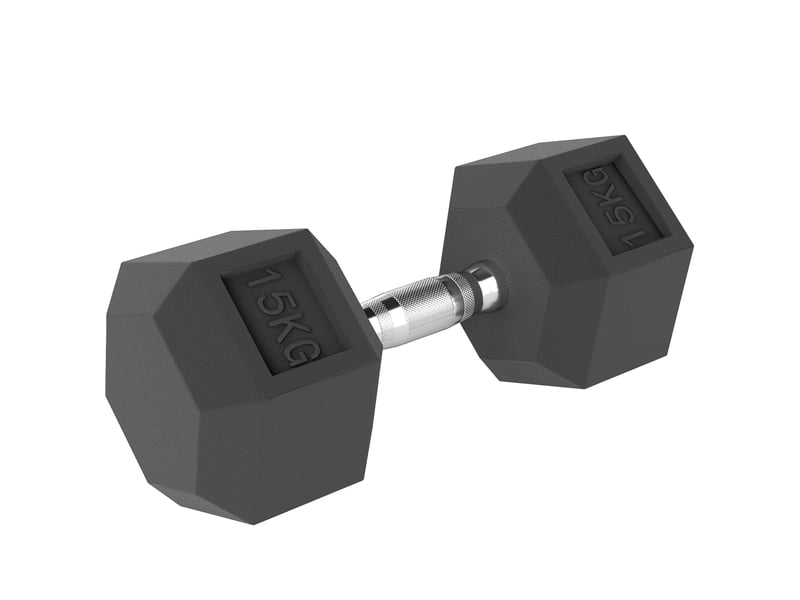  Haltères à poignée moletée, haltère en fonte, 1 x 15 kg, haltères pour hommes et femmes, haltère pour la maison, la salle de sport, la musculation  - Conforama B