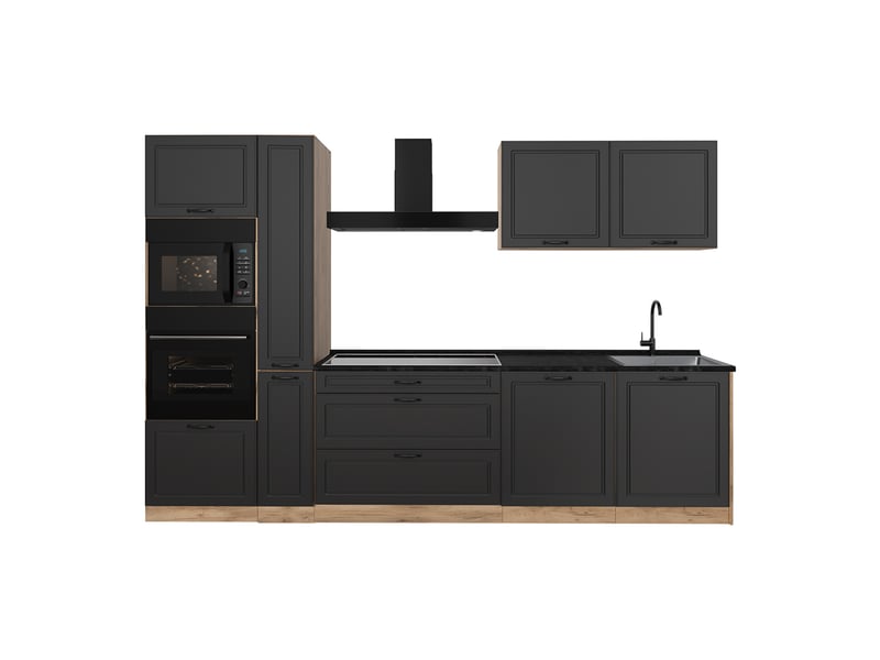  Vicco cuisine, anthracite campagnechêne doré, 310cm plan de travail anthracite  - Conforama A