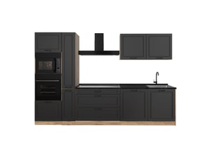Vicco cuisine, anthracite campagnechêne doré, 310cm plan de travail anthracite