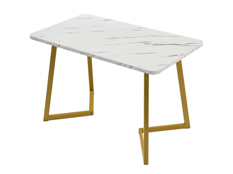  Table de cuisine 117x68cm, design marbre luxueux table à manger, structure métal robuste, surface facile d'entretien  - Conforama E