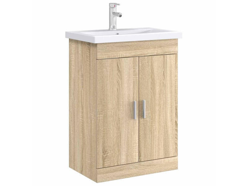  Meuble sous lavabo de salle de bain, commode chêne sonoma shl9807  - Conforama C