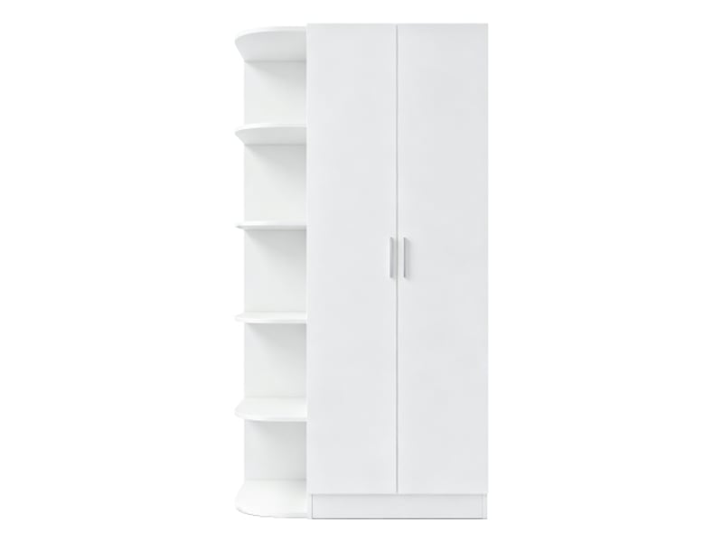 Armoire chambre penderie 2 portes 90x55x170 cm - grand rangement avec étagères et tiroirs - blanc - Conforama D