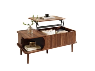 Table basse rectangulaire coloris bois foncé <strong>MIVRAY </strong> <strong></strong> - 48 cmx100 cm