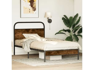 Lit adulte, lit simple, cadre de lit sans matelas 100x200cm chêne fumé bois ingénierie cf10539