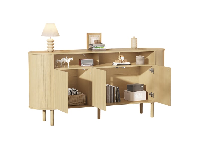  Buffet bois naturel 160 cm commode moderne 3 portes  - Conforama A