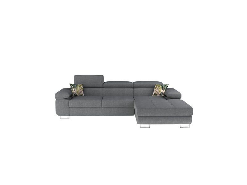  Canapé d'angle convertible amanda gris chiné – tissu effet lin et appuie-têtes réglables  - Conforama A
